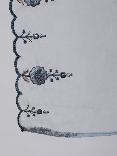 Blue Embroidered Kurta Pant With Dupatta