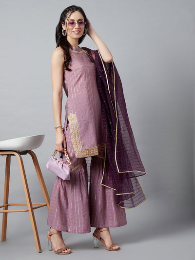 Mother Daughter Combo-  Purple Kurta Palazzo