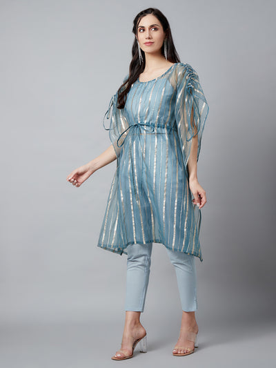 Blue Organza Kaftan Co-Ord Set