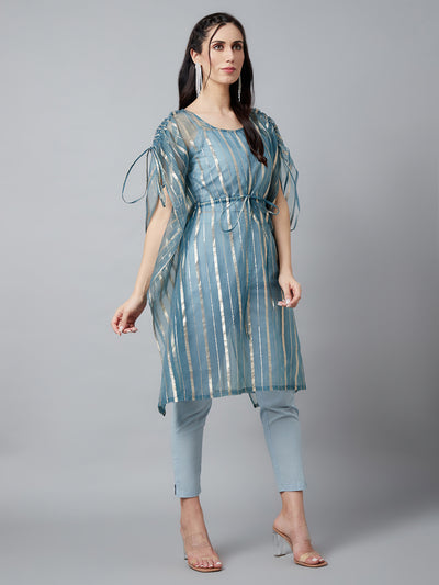 Blue Organza Kaftan Co-Ord Set