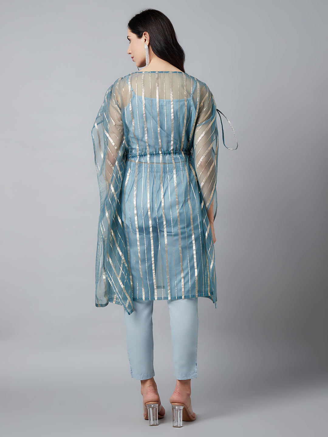 Blue Organza Kaftan Co-Ord Set