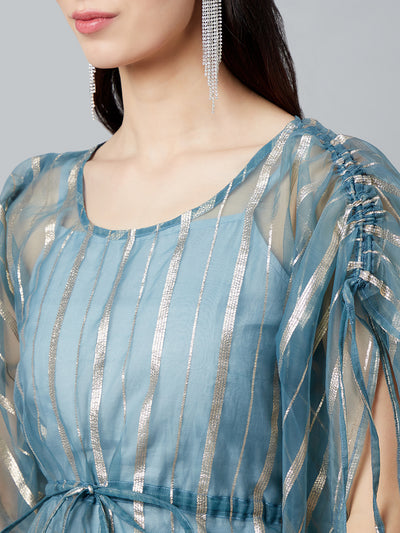 Blue Organza Kaftan Co-Ord Set