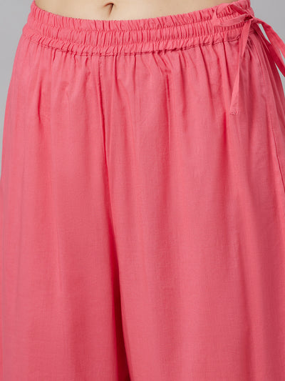 Pink Embroidered Kurta Palazzo With Dupatta
