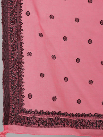 Pink Embroidered Kurta Palazzo With Dupatta