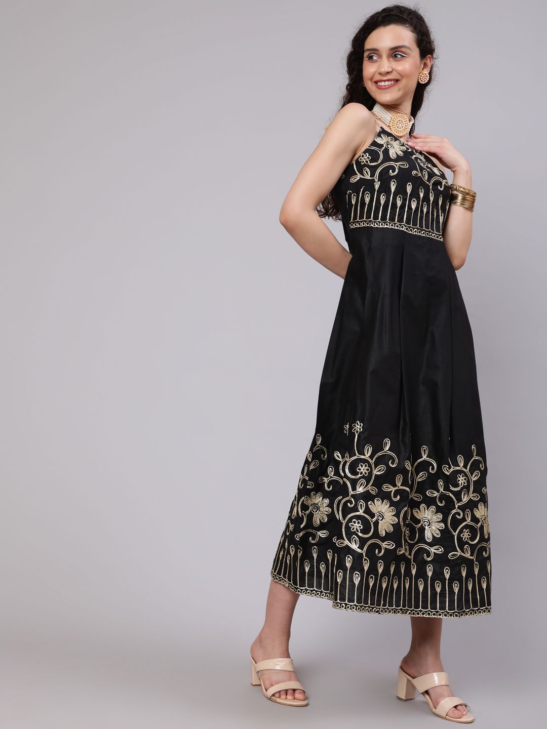 Black Embroidered Maxi Dress