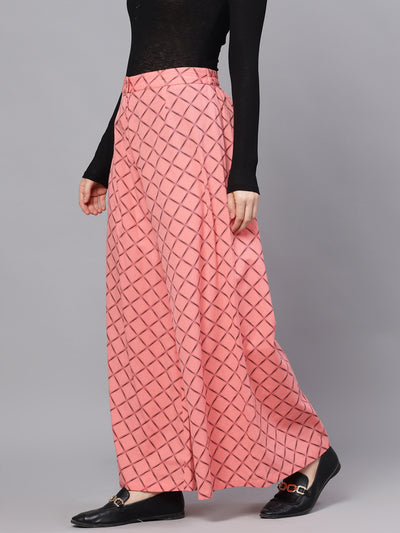 Pink Geometric Print Relaxed Fit Palazzo