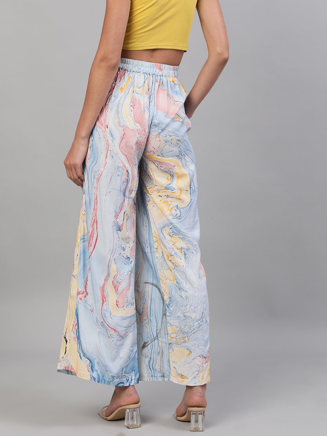 Blue Abstract Print Relaxed Fit Palazzo