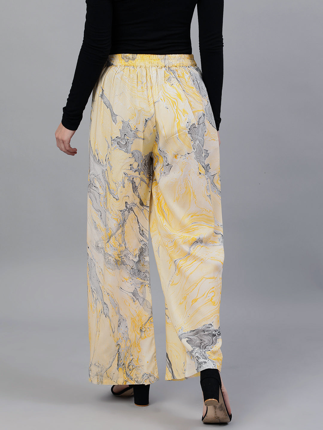 Yellow Abstract Print Palazzos