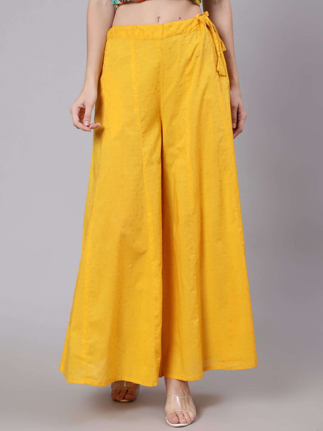 Yellow Ankle-Length Flared Palazzo