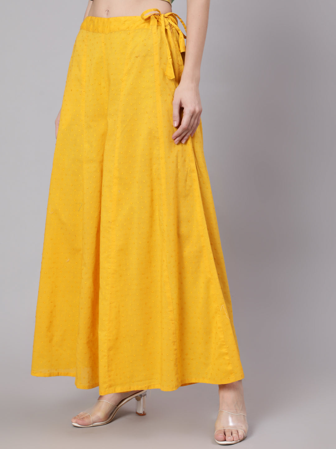 Yellow Ankle-Length Flared Palazzo