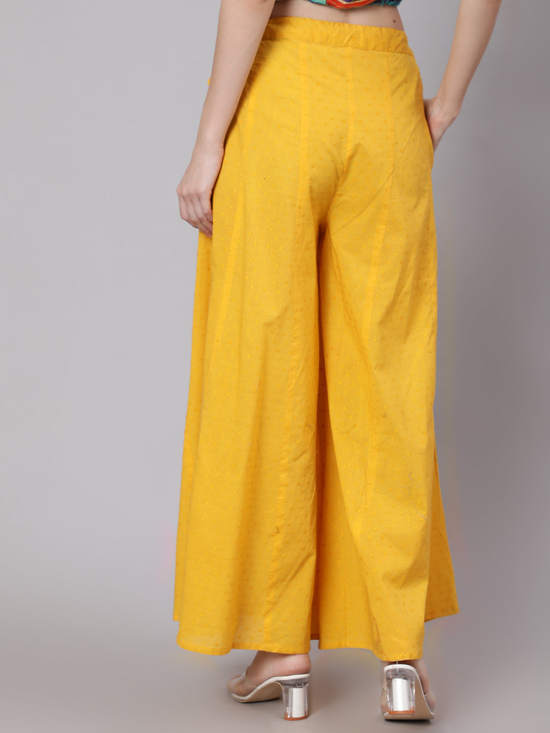 Yellow Ankle-Length Flared Palazzo