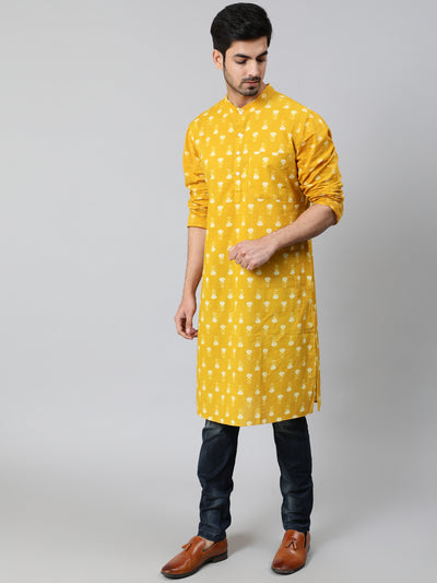 Yellow Floral Print Kurta