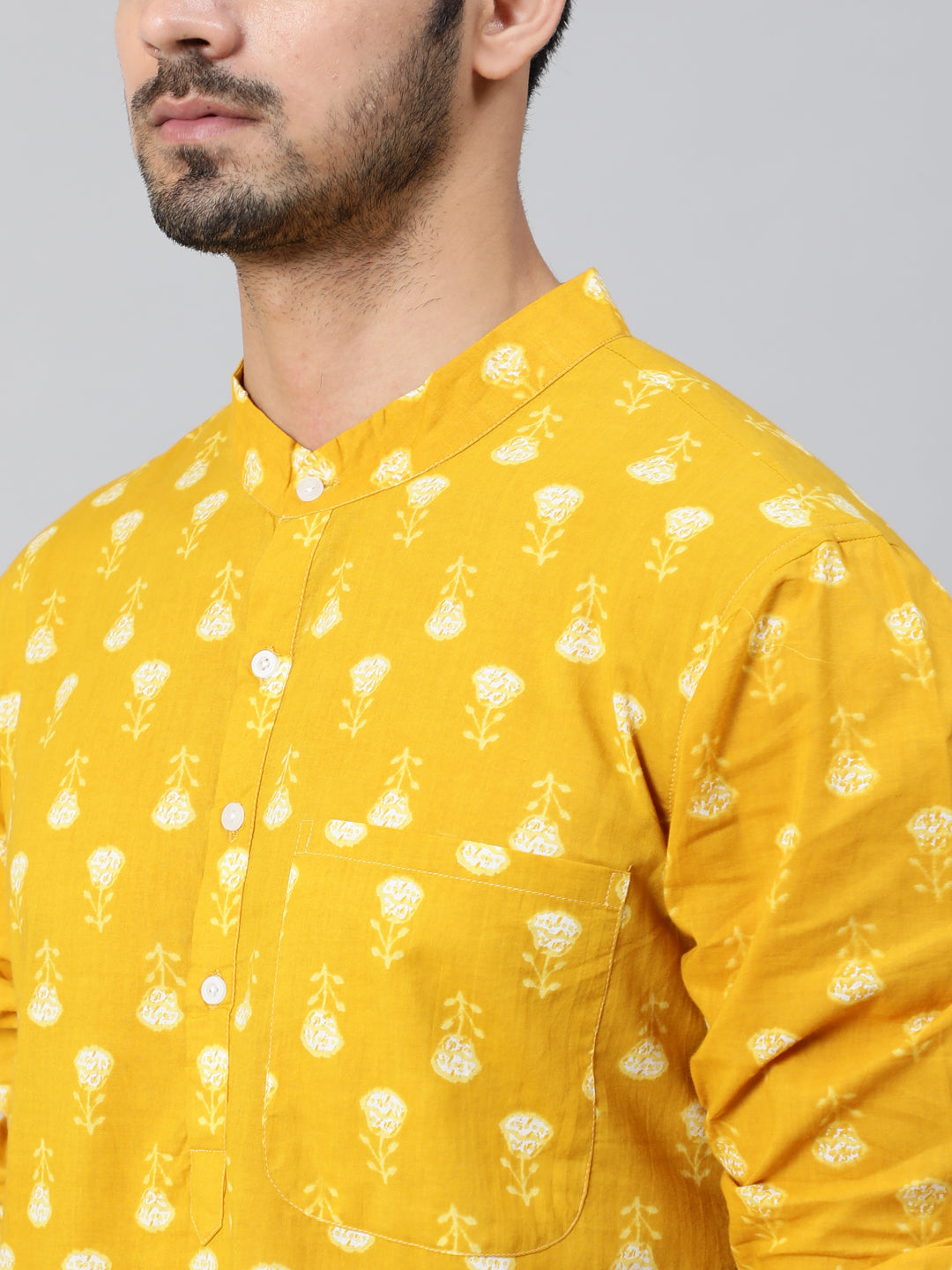 Yellow Floral Print Kurta