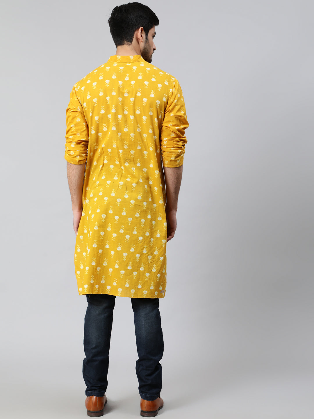 Yellow Floral Print Kurta