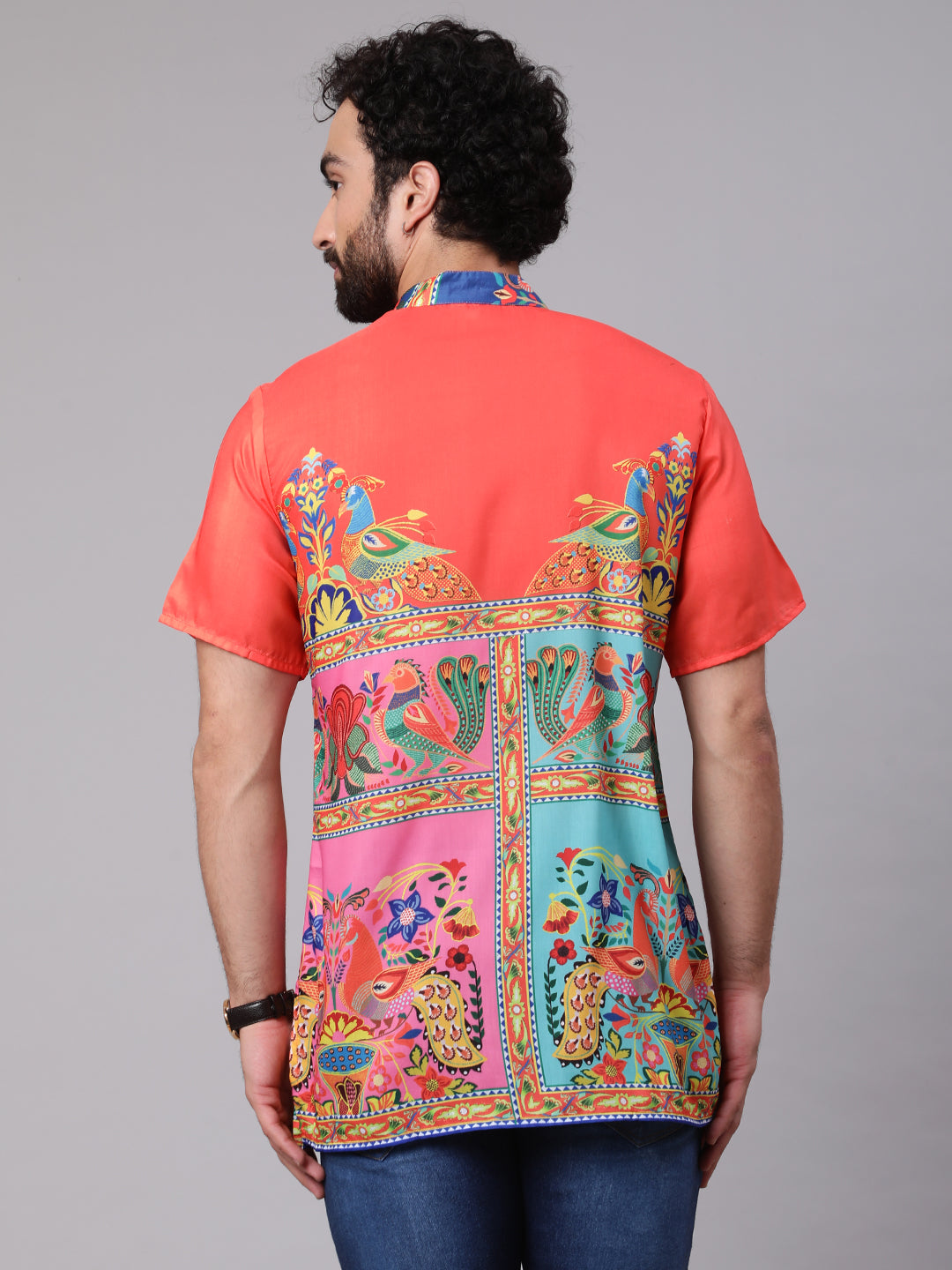 Orange Yellow Digital Print Short Kurta