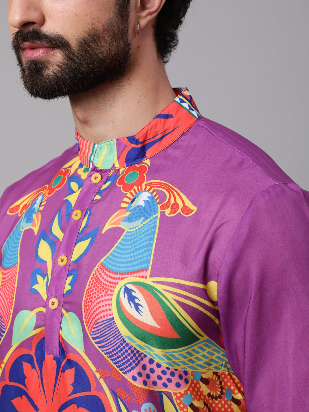 Purple & Orange Digital Print Kurta