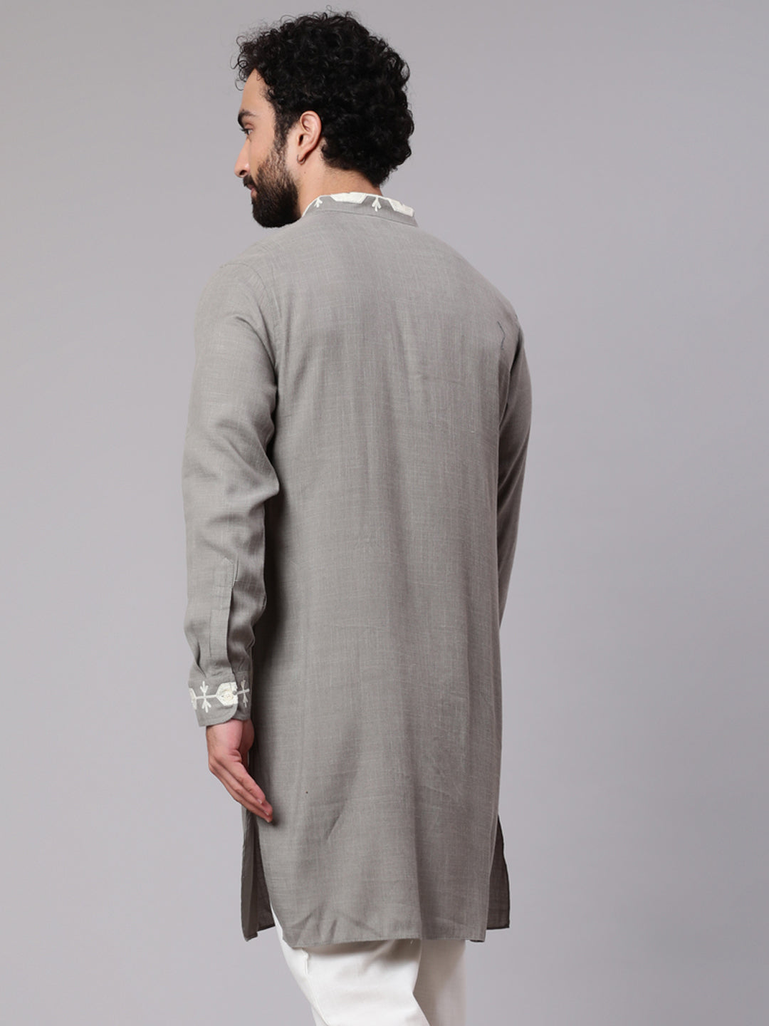 Grey Kurta With Embroidered Details