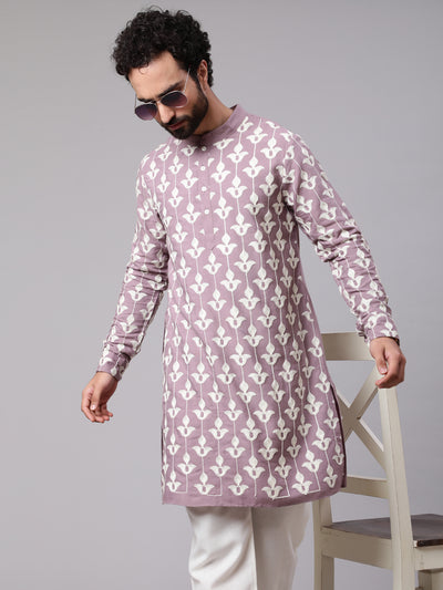 Mauve Embroidered Long Kurta