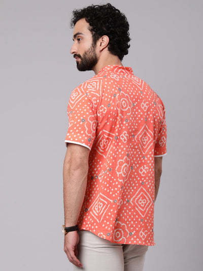 Orange Bandhani Print Couple Combo