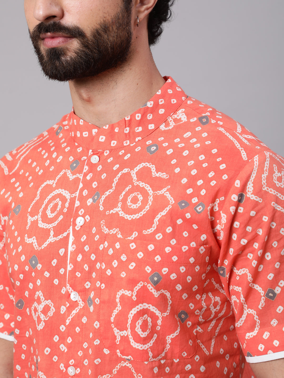 Peach Bandhani Print Shirt