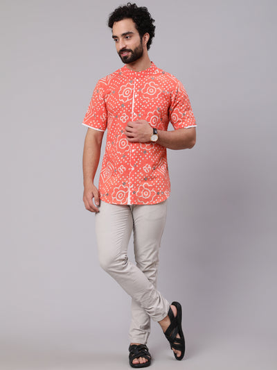 Peach Bandhani Print Shirt