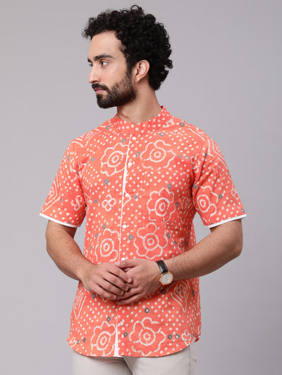 Peach Bandhani Print Shirt