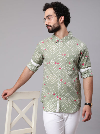 Pastel Green Bandhani Print Shirt