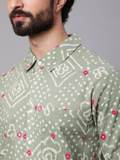 Pastel Green Bandhani Print Shirt