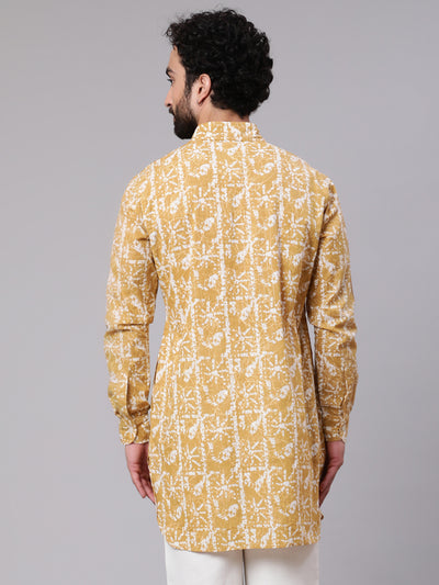 Yellow Printed Short Kurta