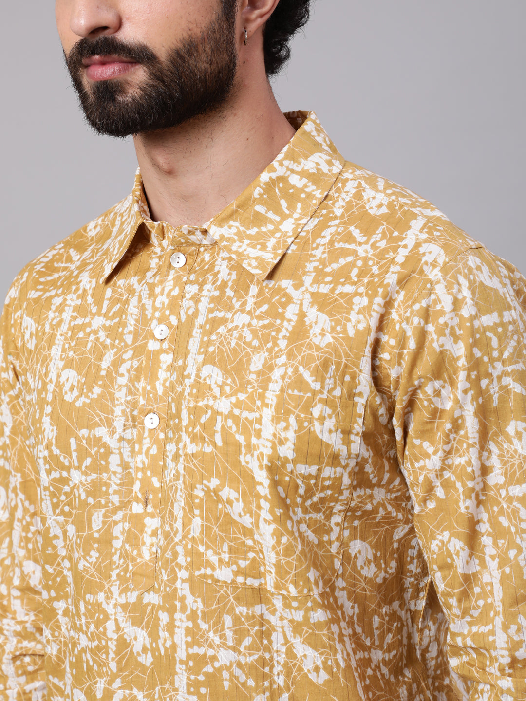 Yellow Printed Short Kurta