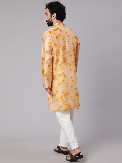 Beige Tie & Dye Print Long Kurta