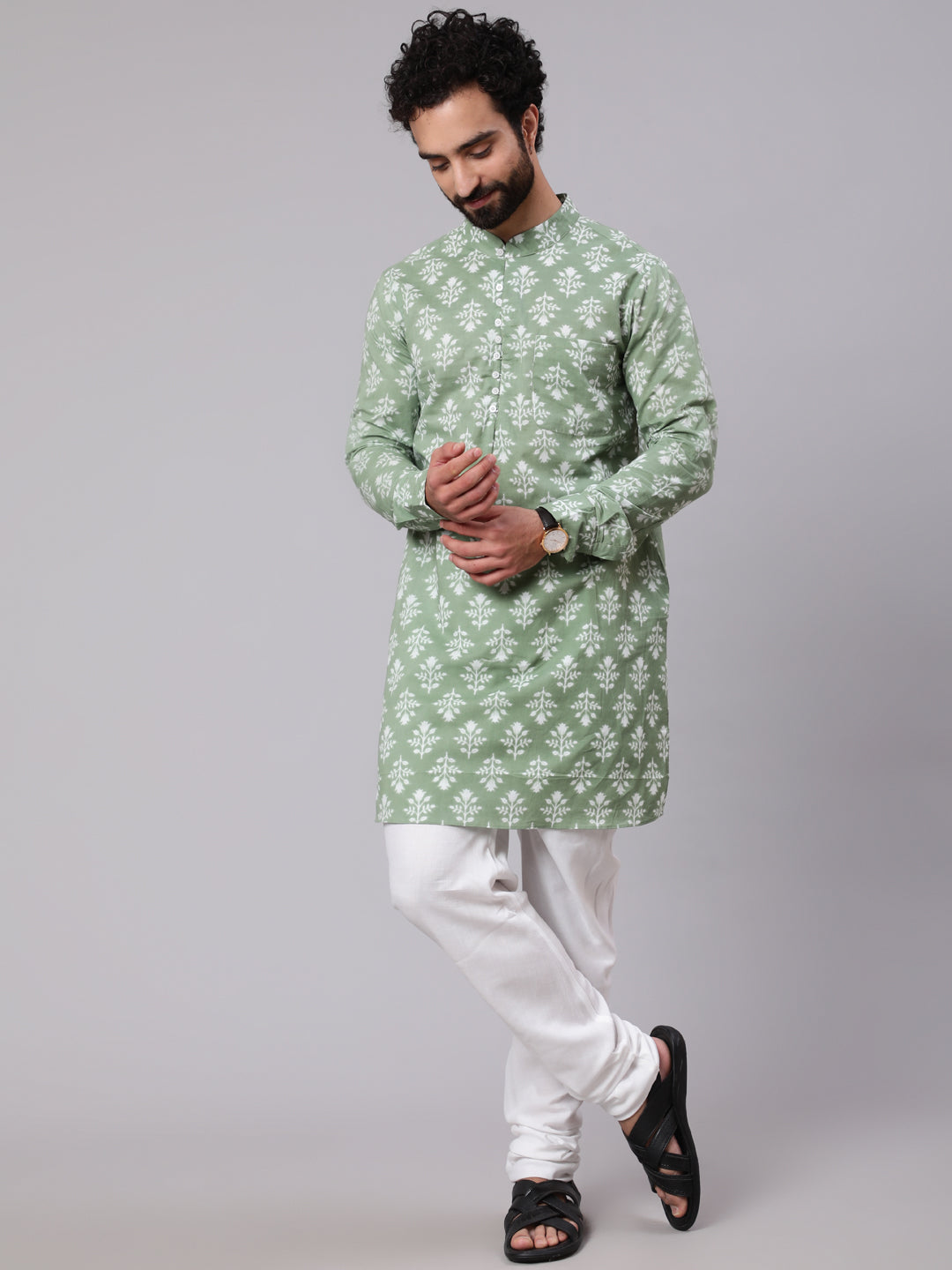 Pastel Green Floral Print Kurta