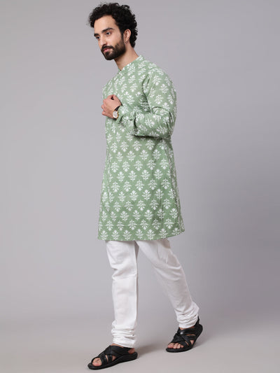 Pastel Green Floral Print Kurta