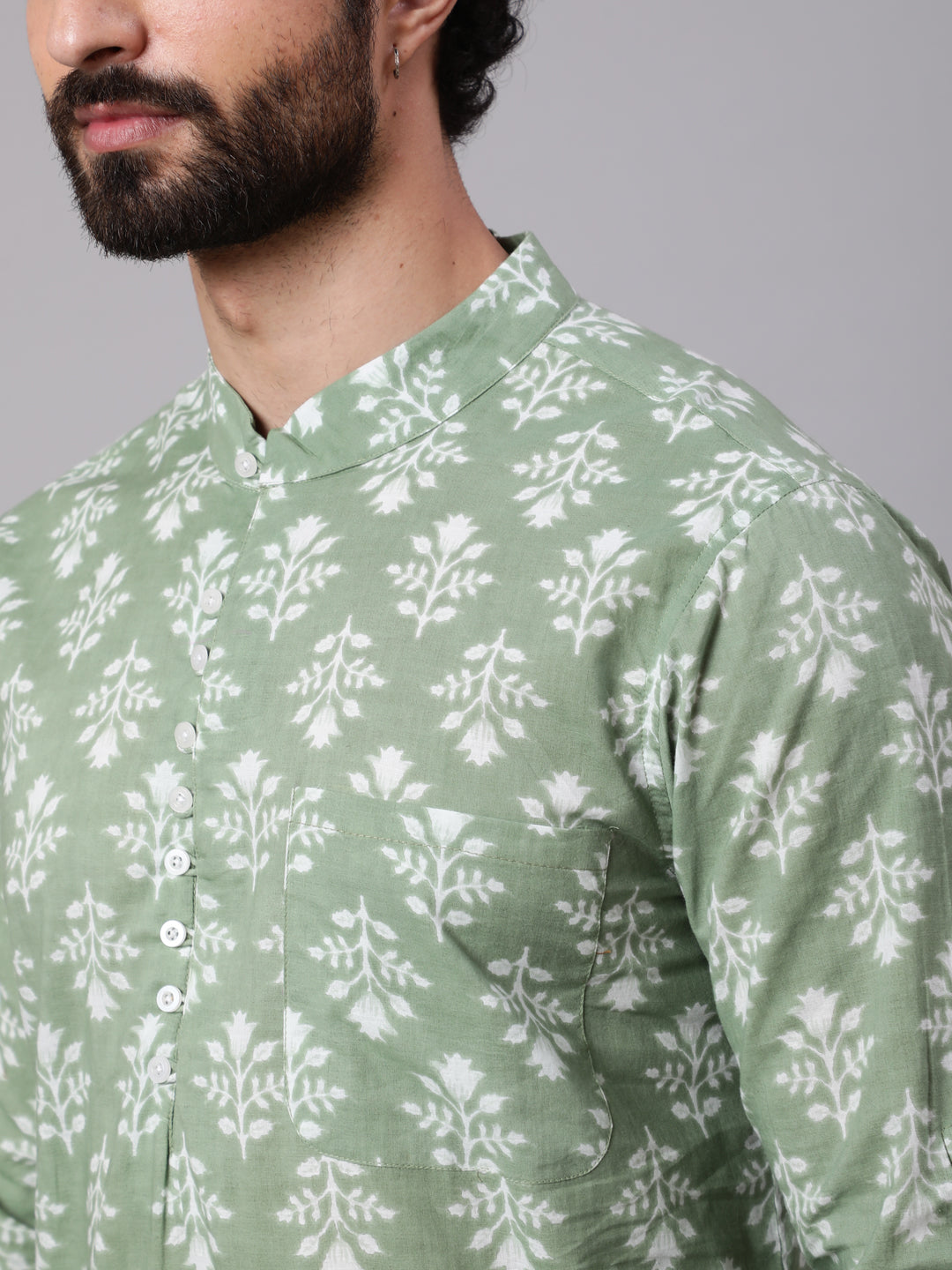 Pastel Green Floral Print Kurta