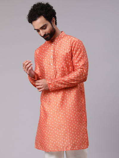 Orange Digital Print Long Kurta