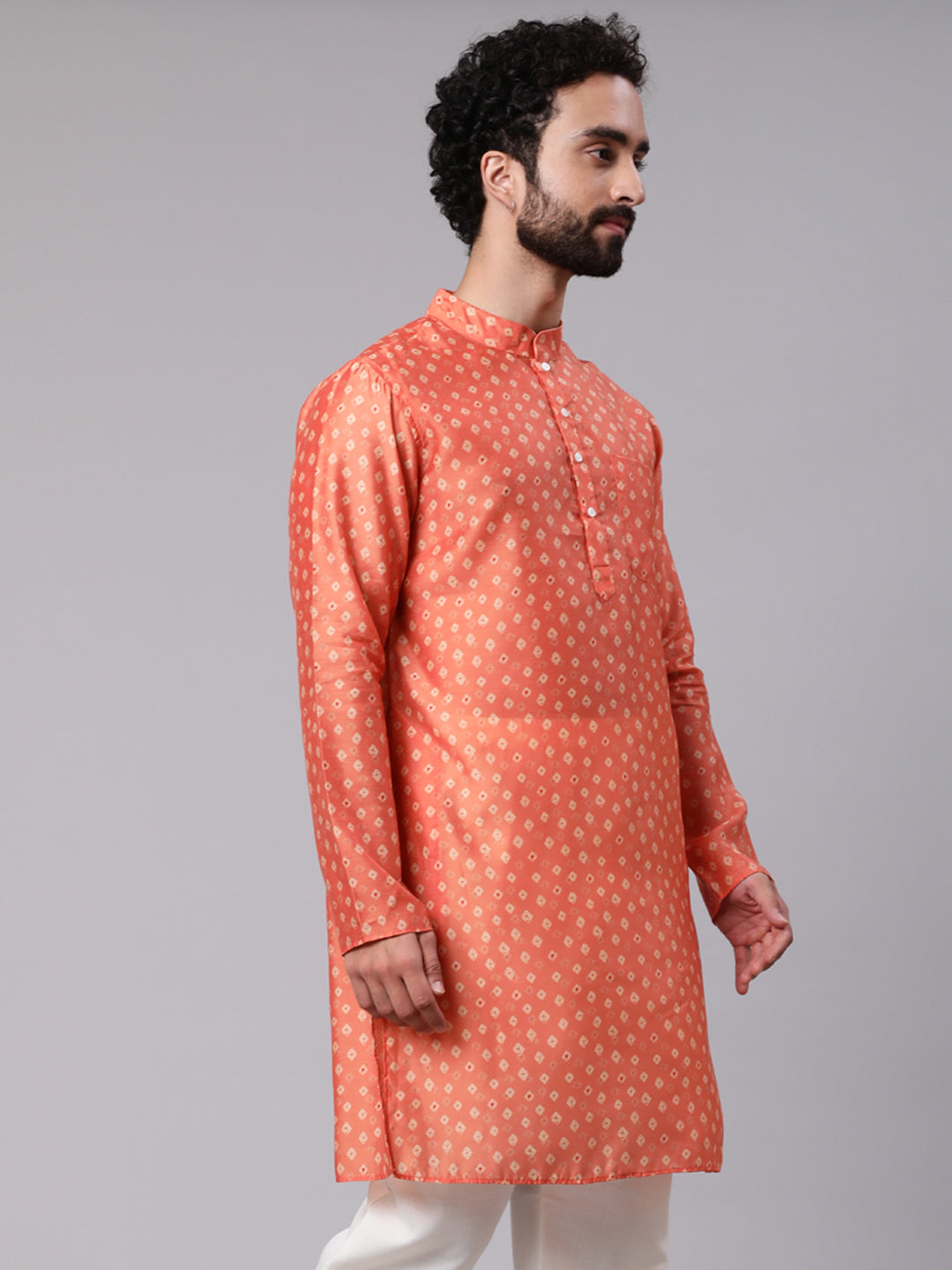 Orange Digital Print Long Kurta