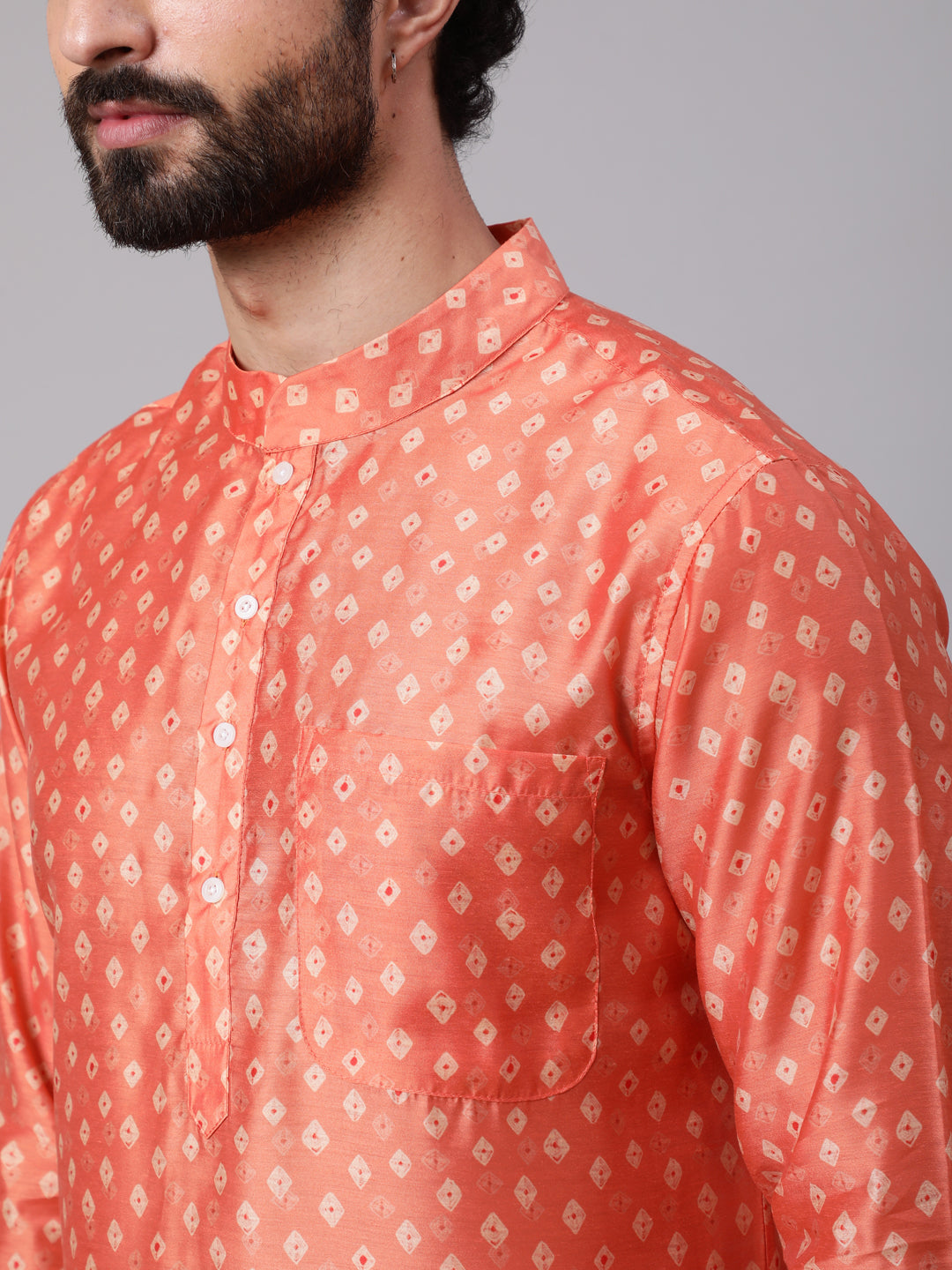 Orange Digital Print Long Kurta