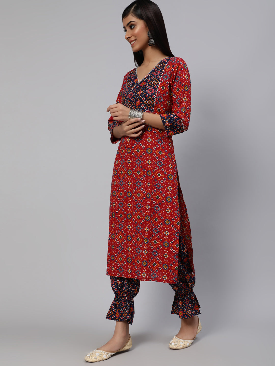 Red Patola Print Kurta With Balloon Pant