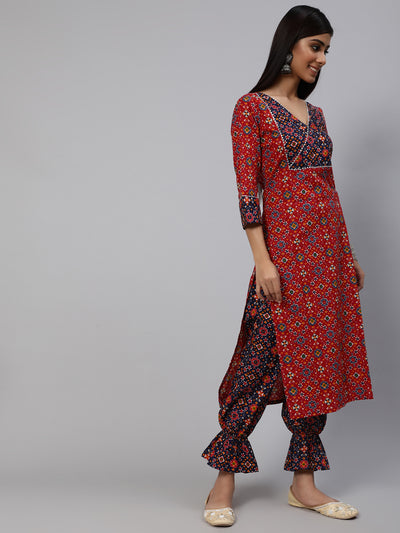 Red Patola Print Kurta With Balloon Pant