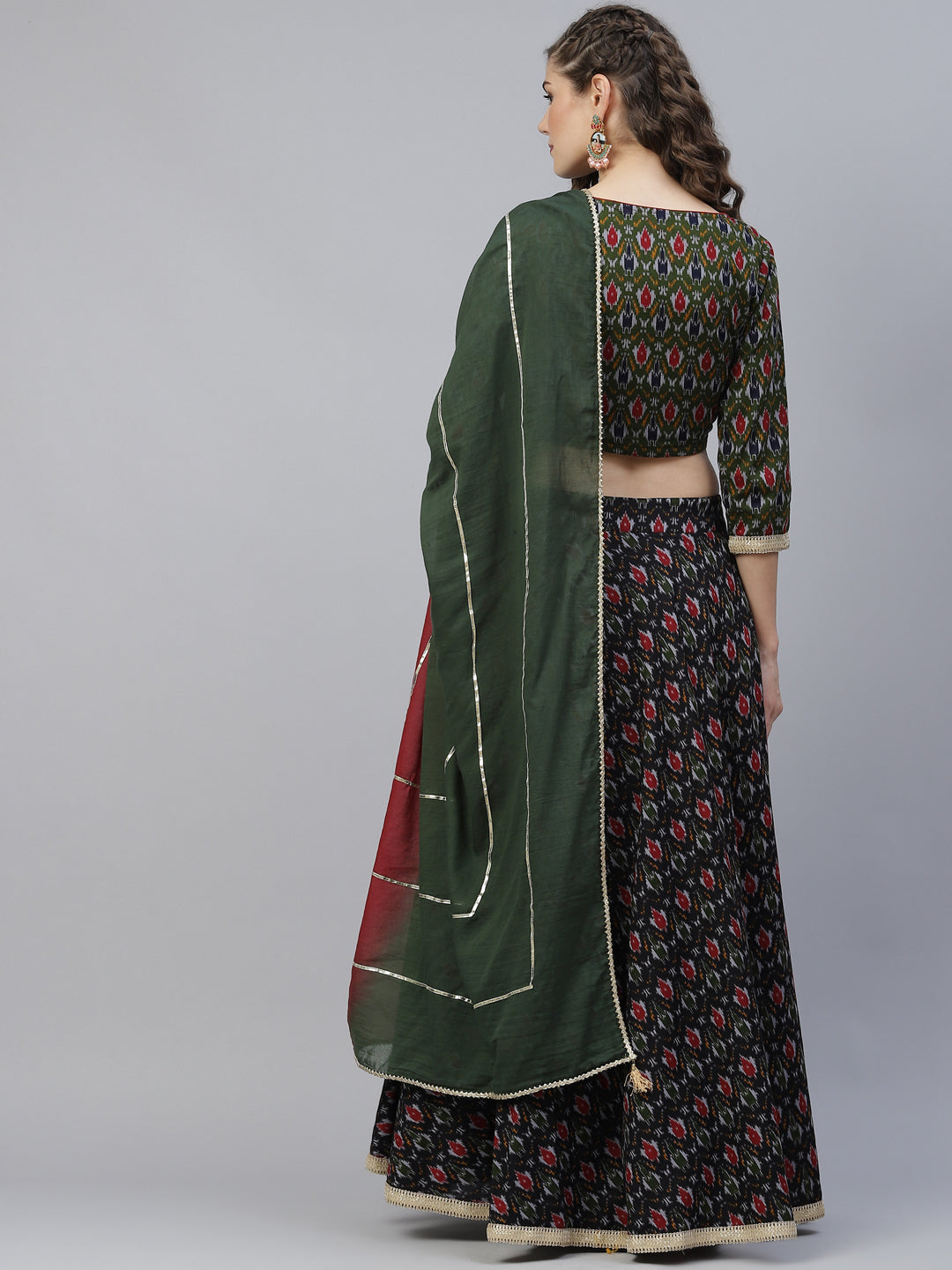 Green Patola Print Lehenga Choli With Dupatta