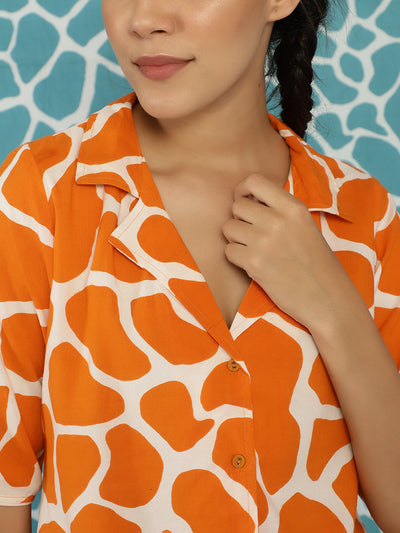 Orange Animal Print Co Ord Set