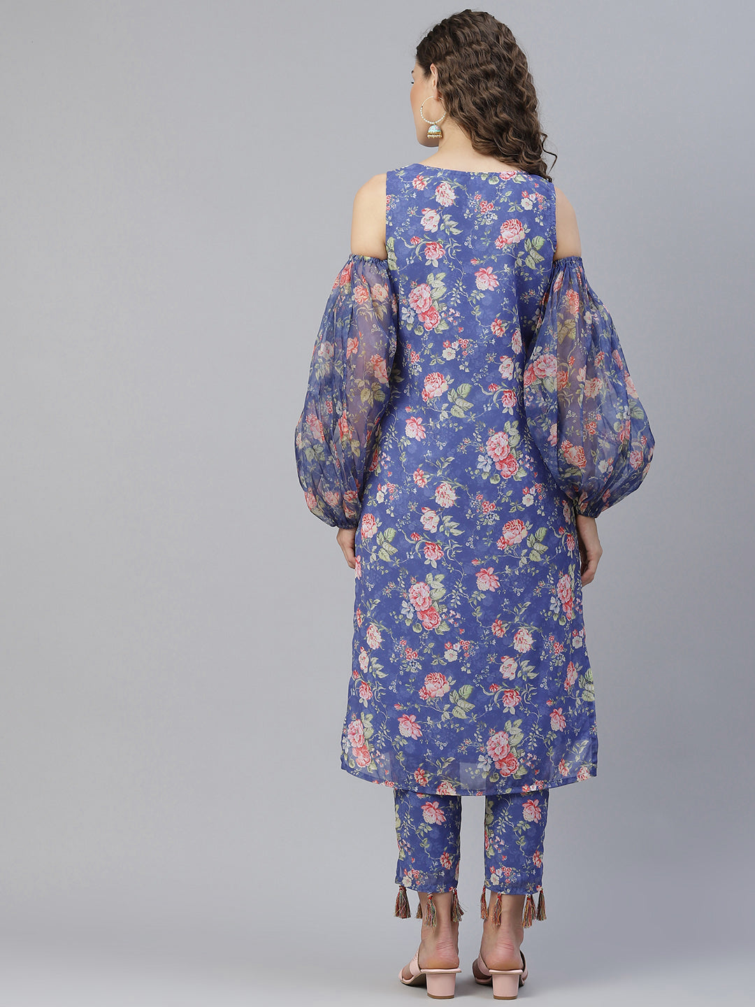 Blue Floral Print Kurta With Pant