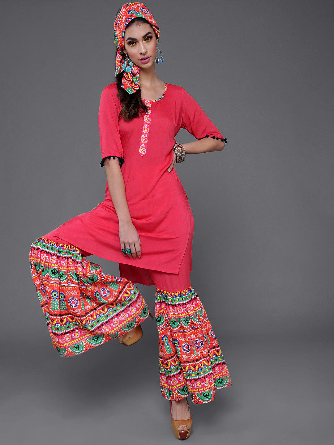 Pink Kurta With Sharara