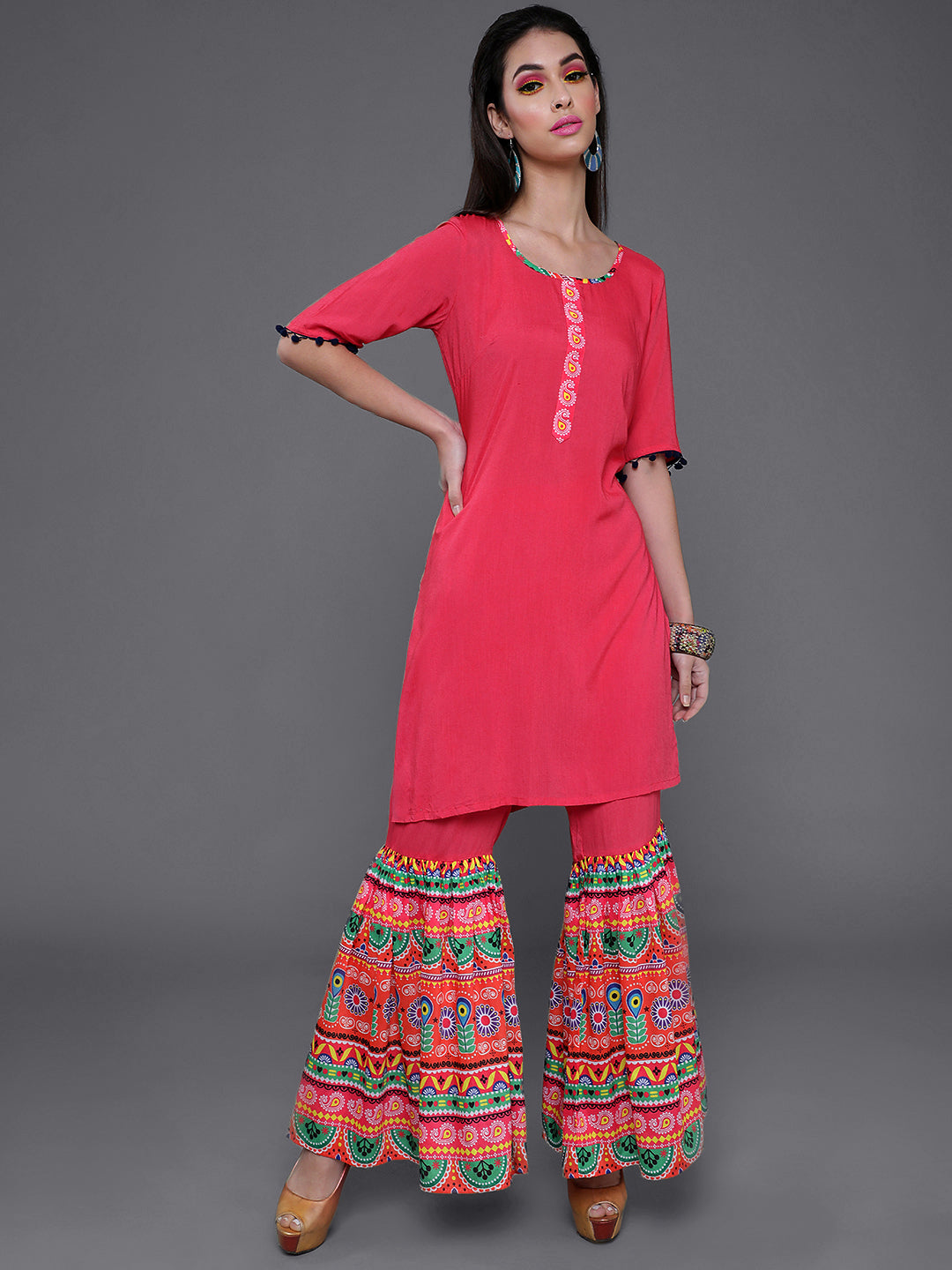 Pink Kurta With Sharara