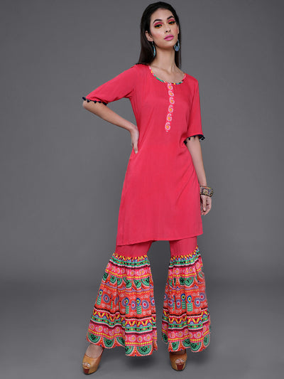 Pink Kurta With Sharara