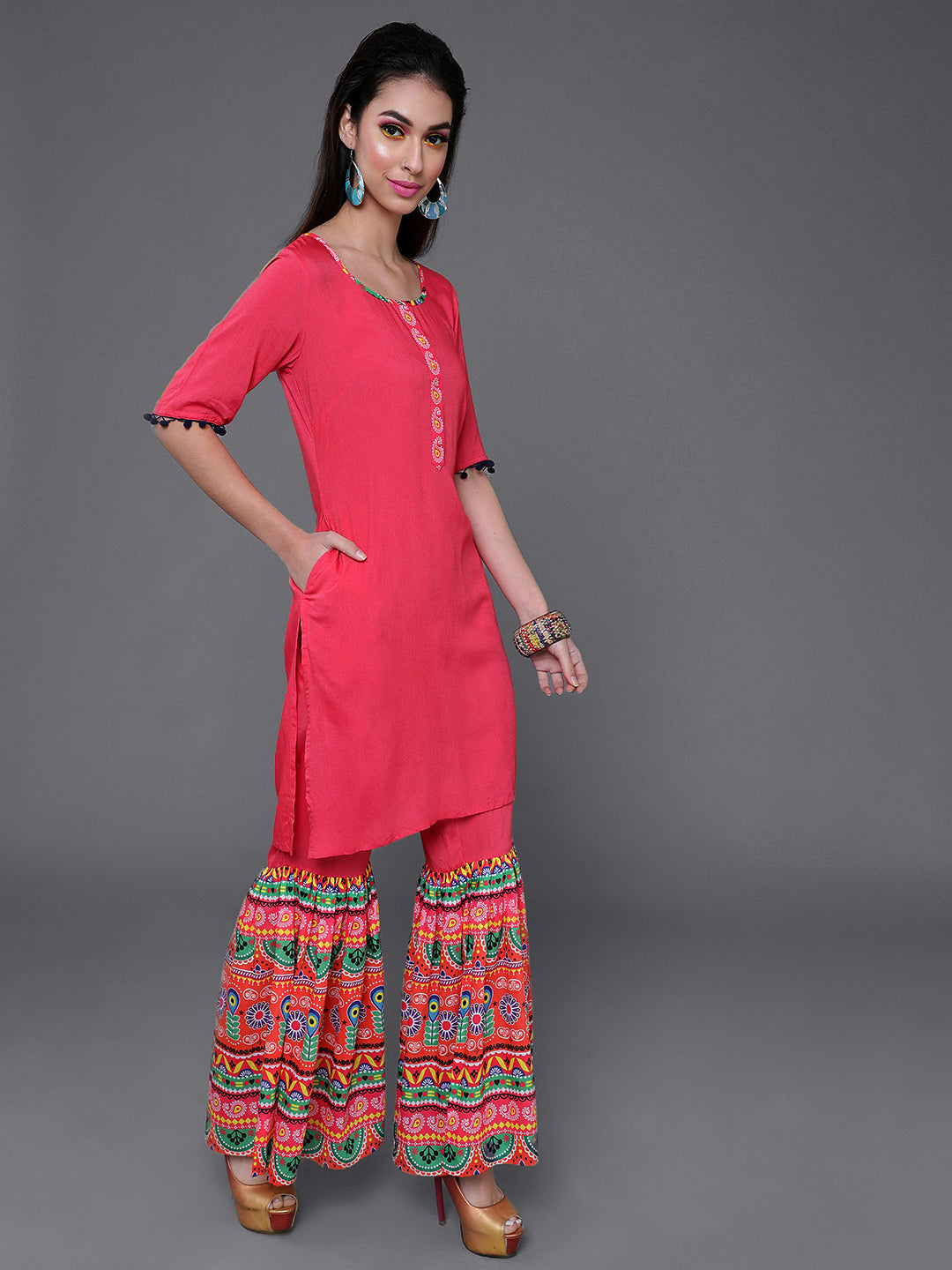Pink Kurta With Sharara