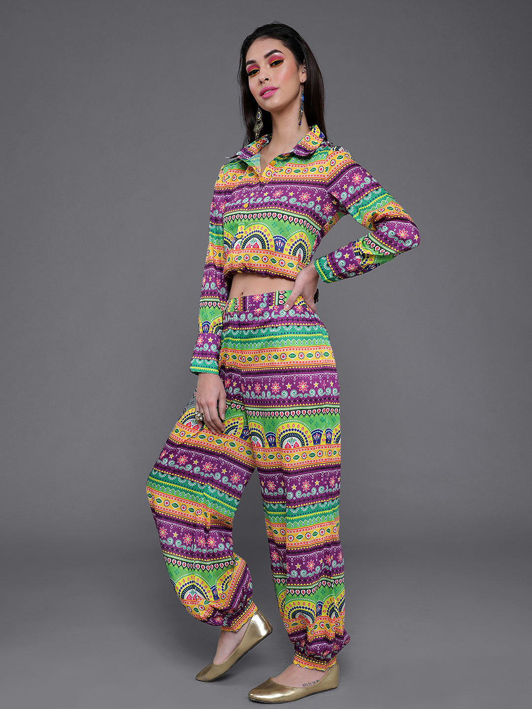 Multicolor Truck Art Co Ord Set with Afghani pants