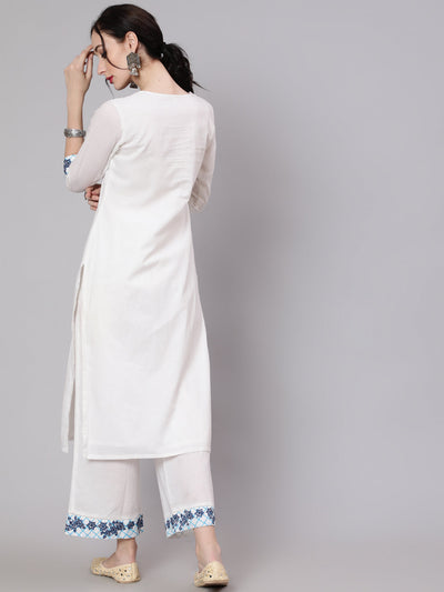White Embroidered Kurta & Palazzo
