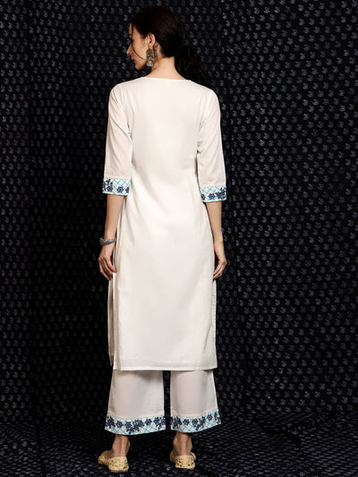 White Embroidered Kurta & Palazzo