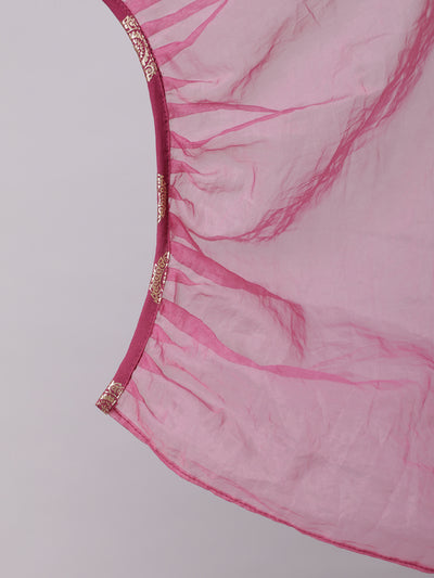 Magenta Foil Print Lehenga Choli With Dupatta